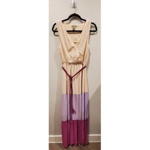 FLYING TOMATOE Beige Purple Maxi Dress